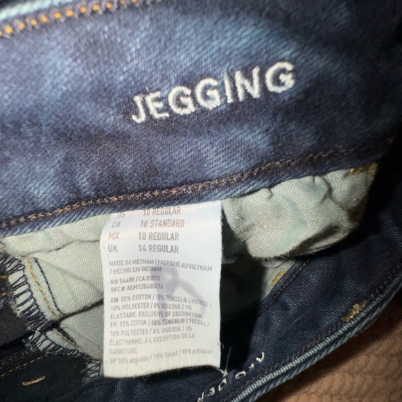 American Eagle Blue Denim Women's super stretch skinny Jeggings. Size 10. VGUC - Picture 9 of 13